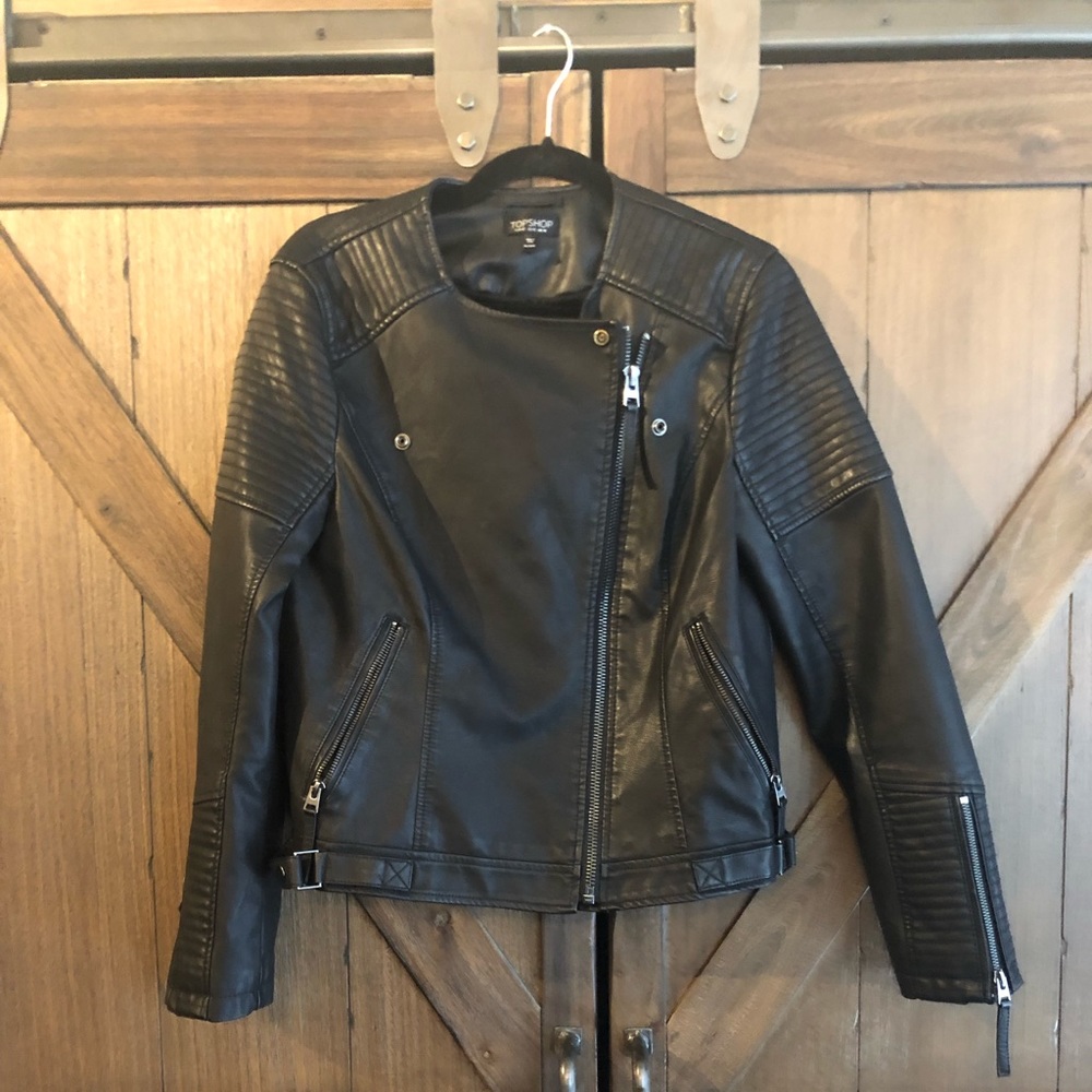 Topshop Faux Leather Jacket Size 10